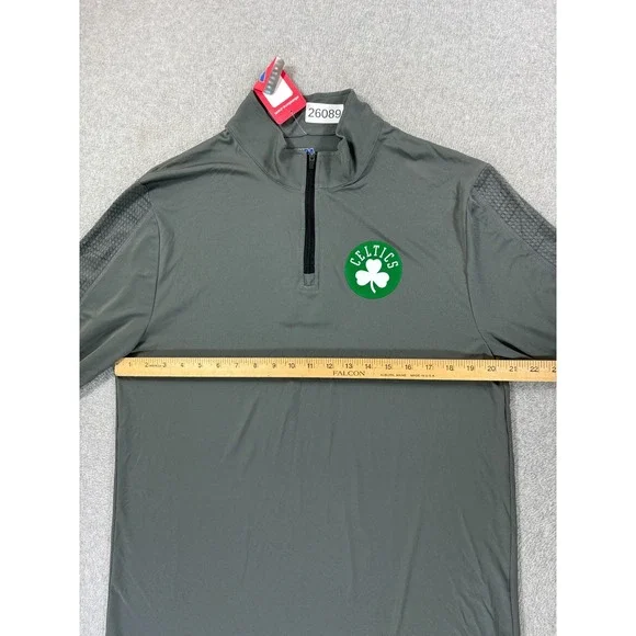 NWT Boston Celtics NBA Screened Logo 1/4 Zip Pullover (Men's‎ Large) Gray - Picture 7 of 12